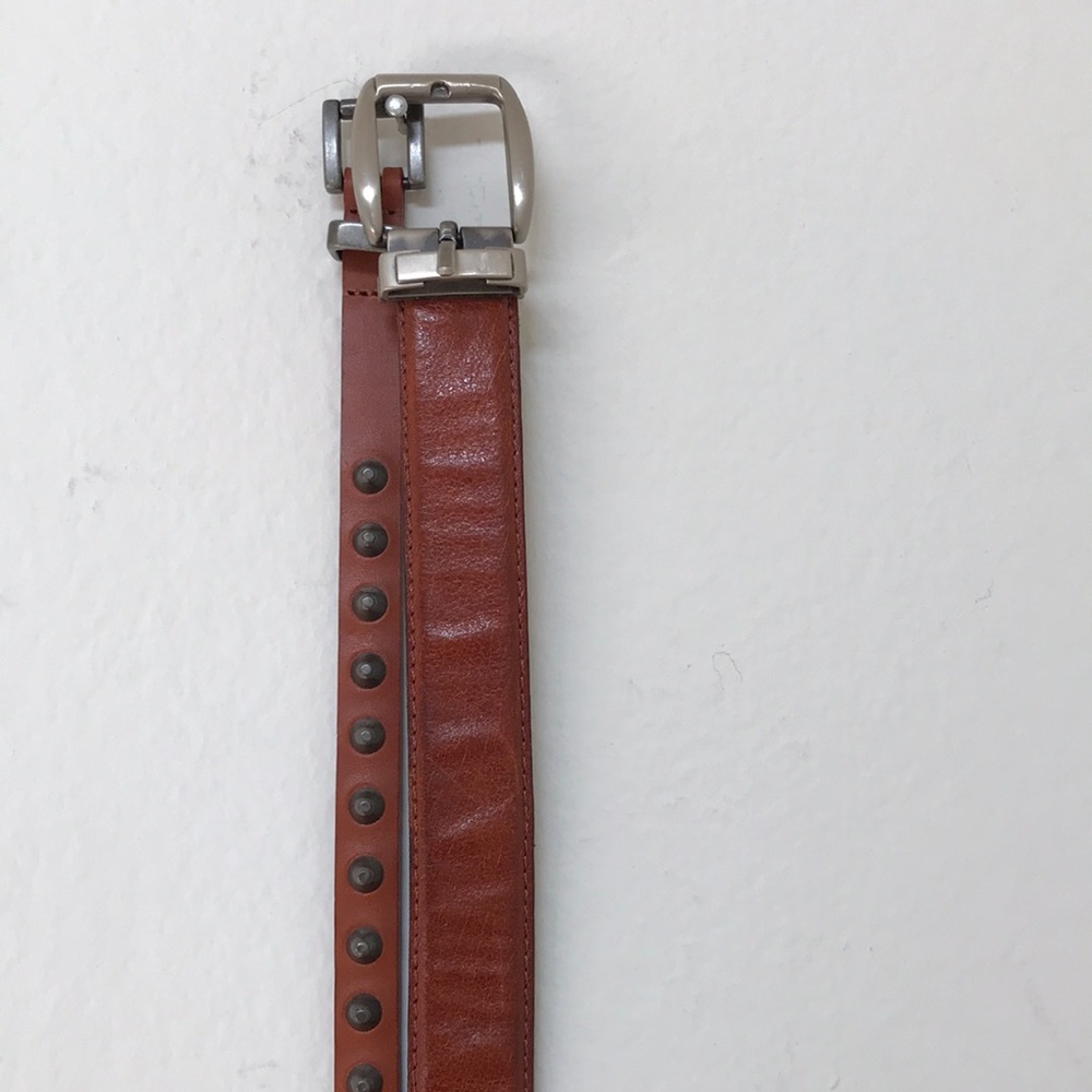 Set of two brown leather belts